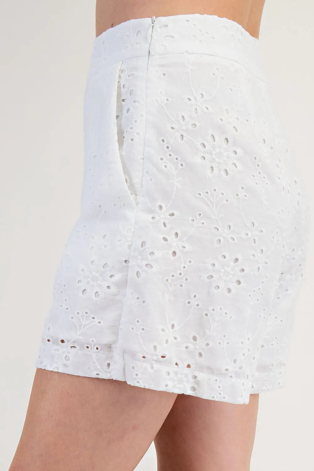High Waisted Eyelet Shorts