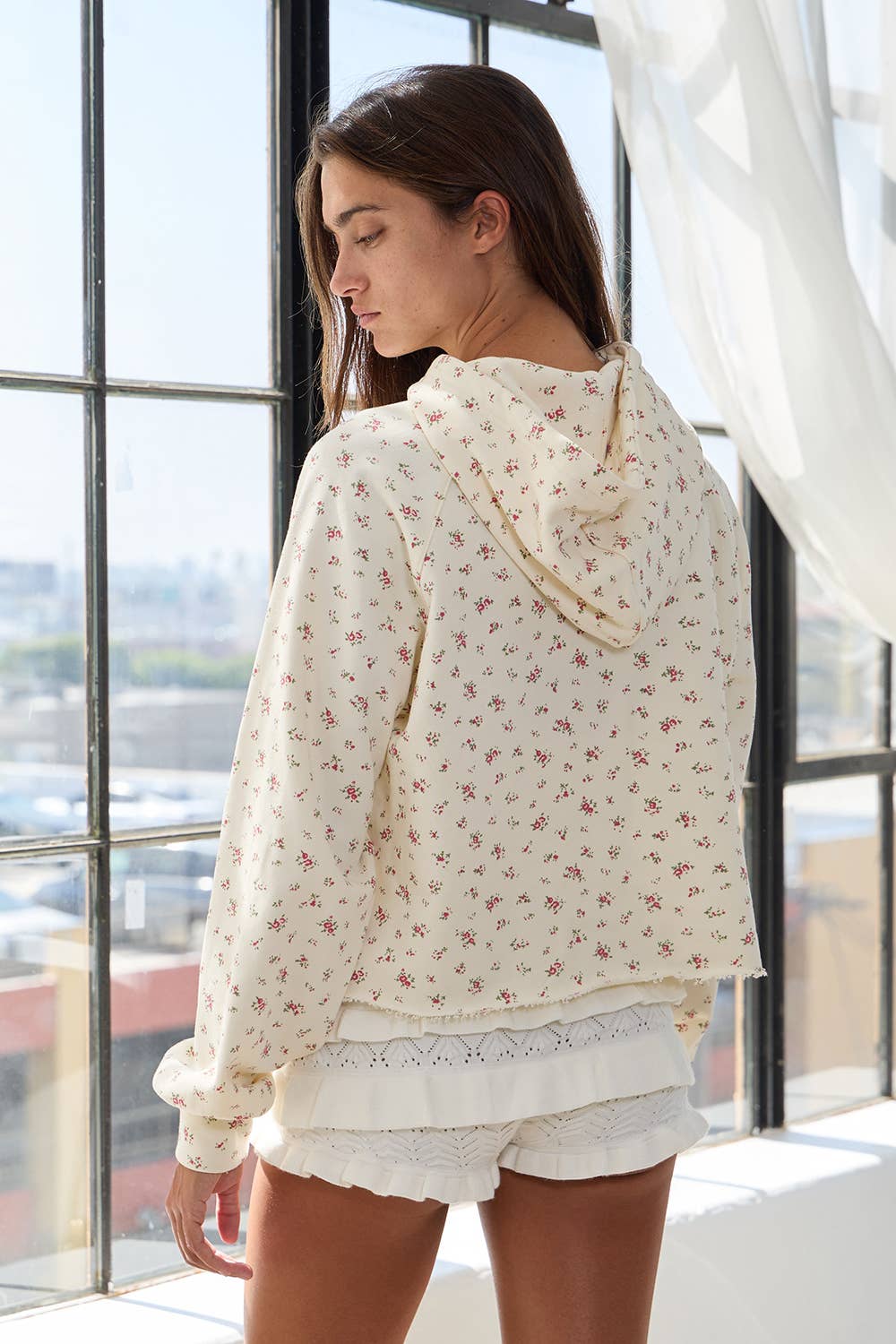 Floral Cropped Hoodie