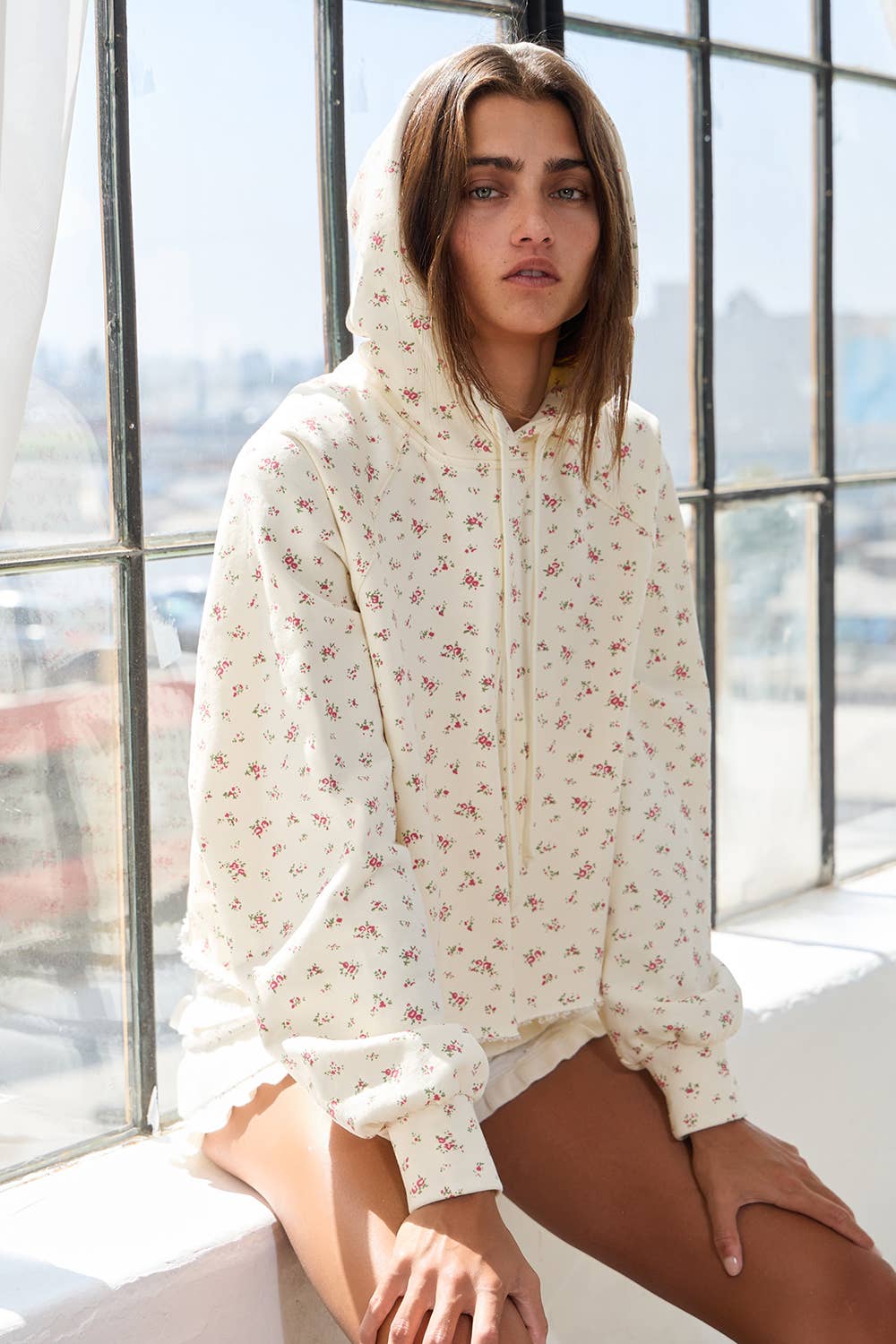 Floral Cropped Hoodie