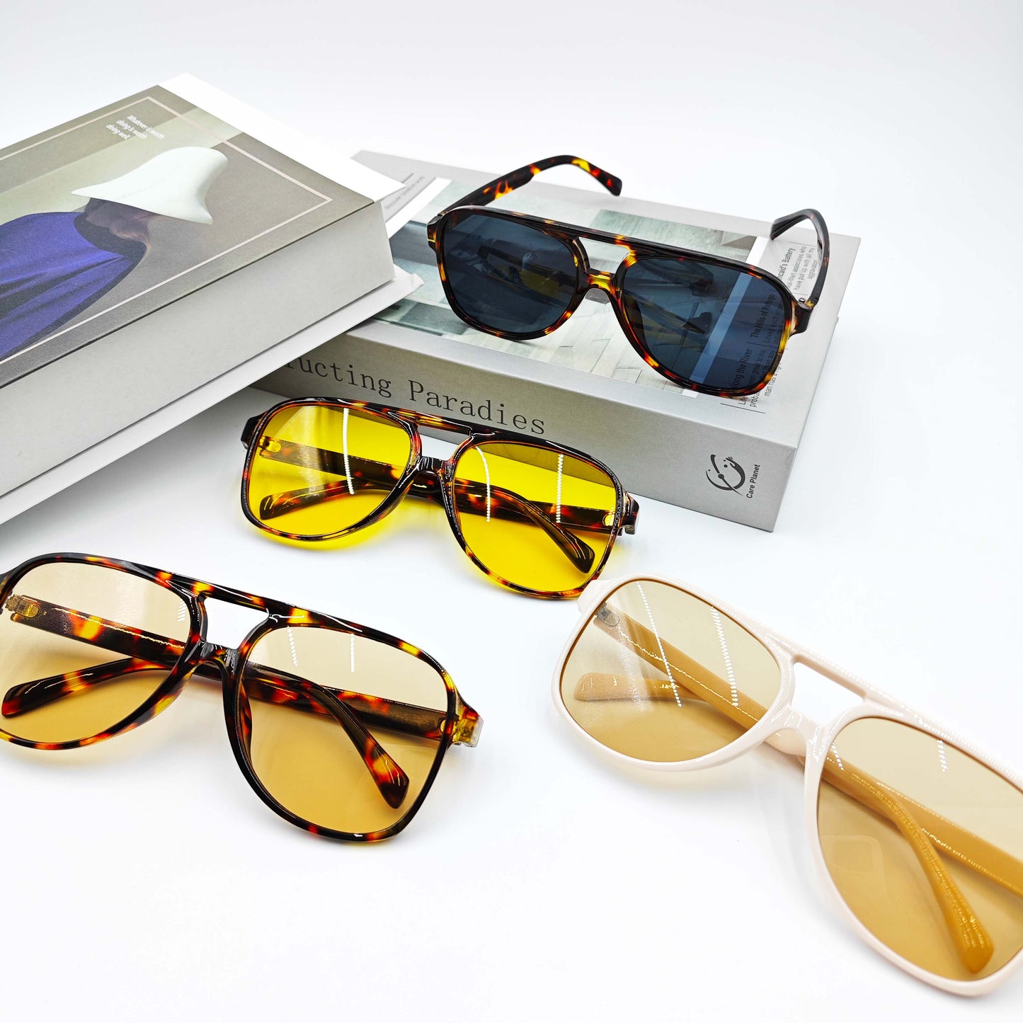 Vintage Double Bridge Aviator Sunglasses_CWASG0113: LEOPARDGREY / (OS) 1