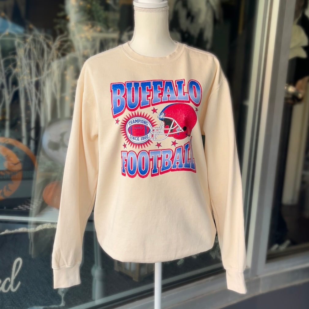 Ivory Buffalo Football Crewneck