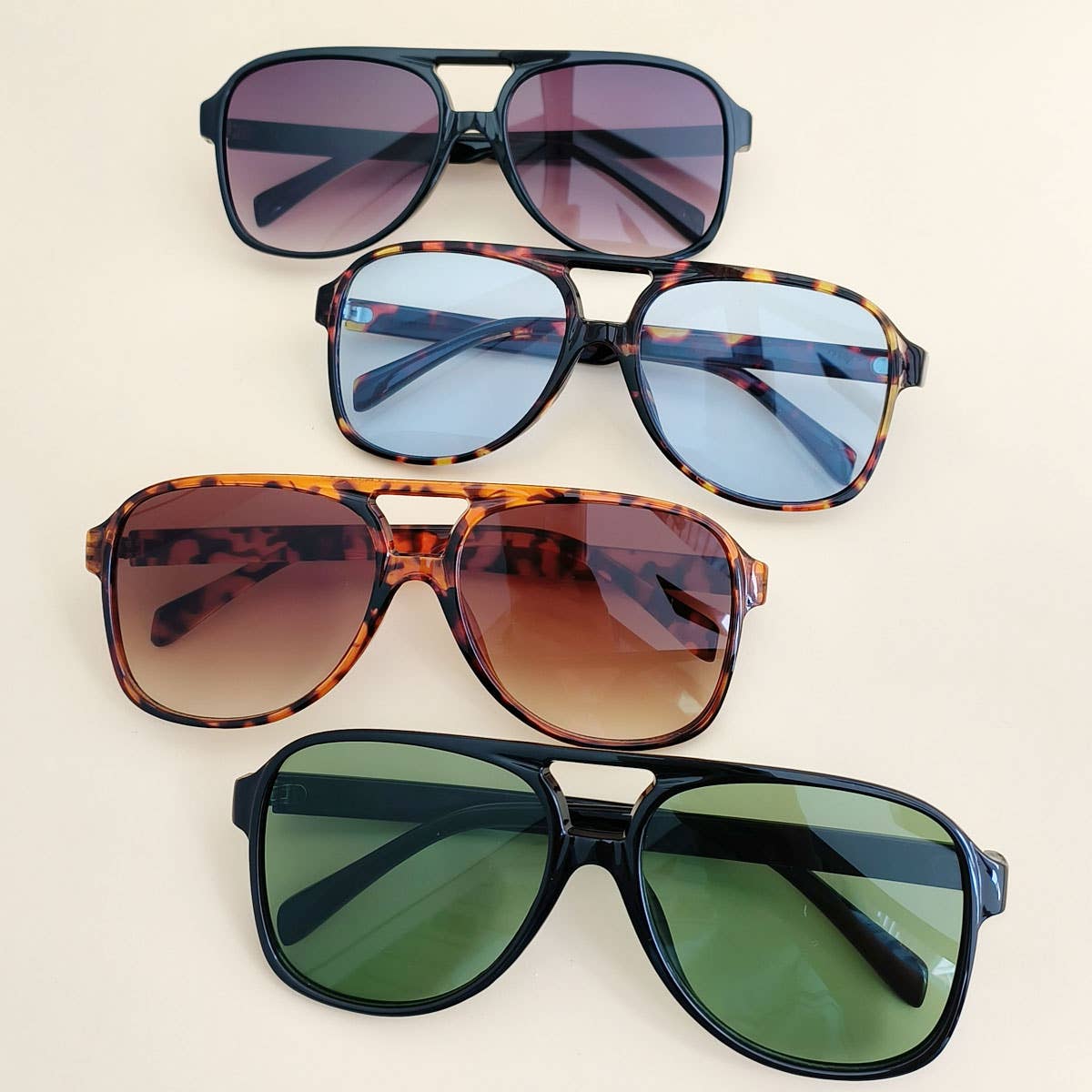 Vintage Double Bridge Aviator Sunglasses_CWASG0113: LEOPARDGREY / (OS) 1