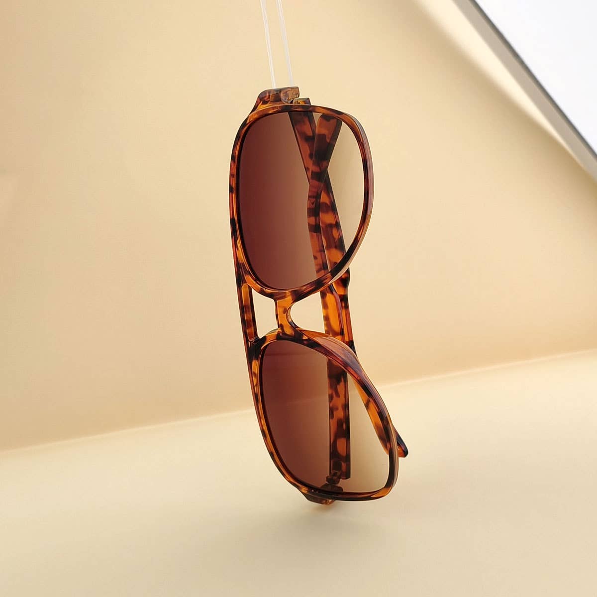 Vintage Double Bridge Aviator Sunglasses_CWASG0113: LIGHTBLACK / (OS) 1