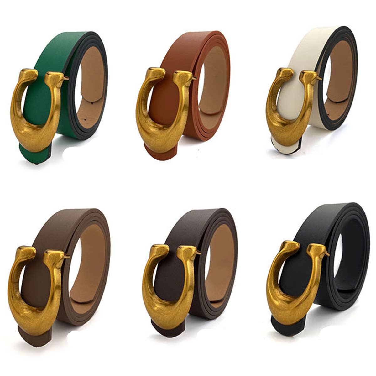 WOMEN FASHION RETRO U-BUCKLE BELT Black / (OS) 1