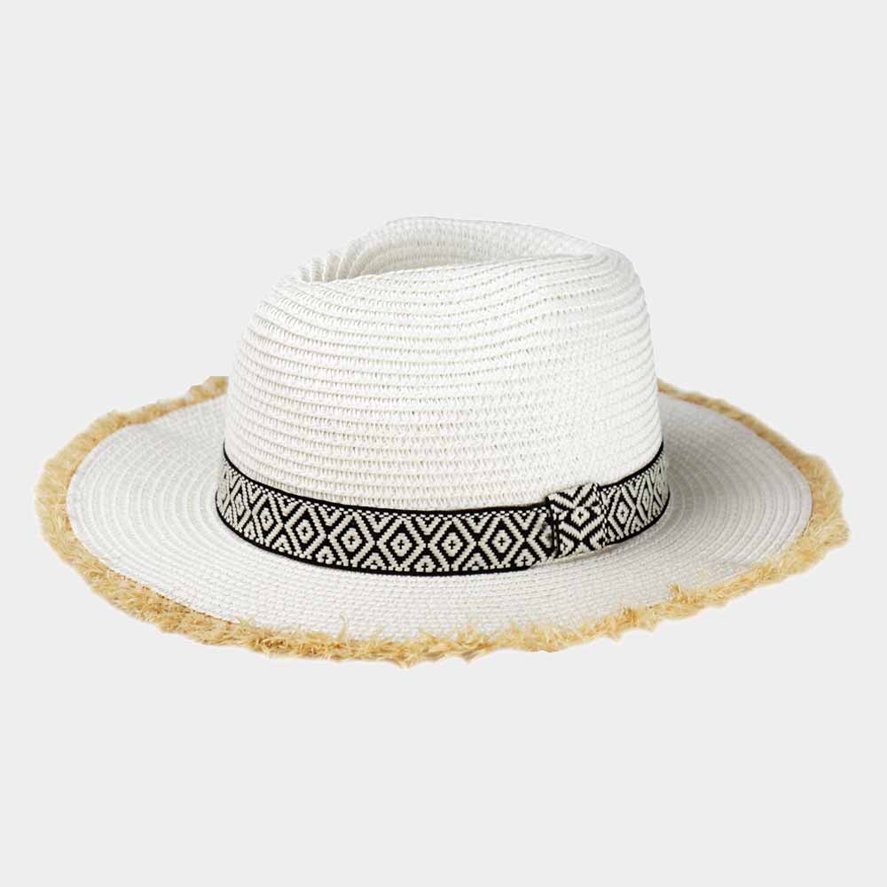 White Aztec Straw Hat
