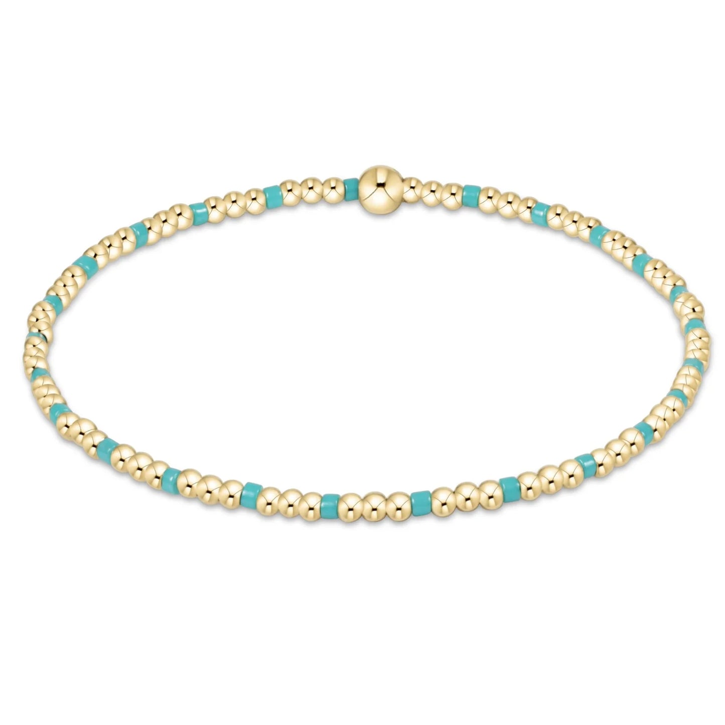 Hope Sincerity Pattern 2mm Bead Bracelet - Turquoise