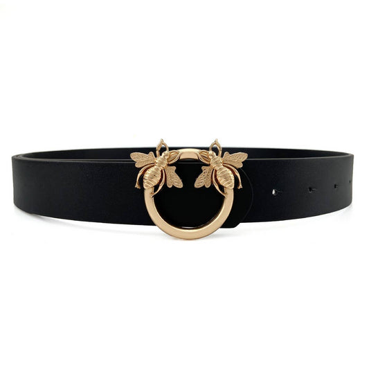 WOMEN FASHION RETRO BEES BUCKLE BELT Black / (OS) 1