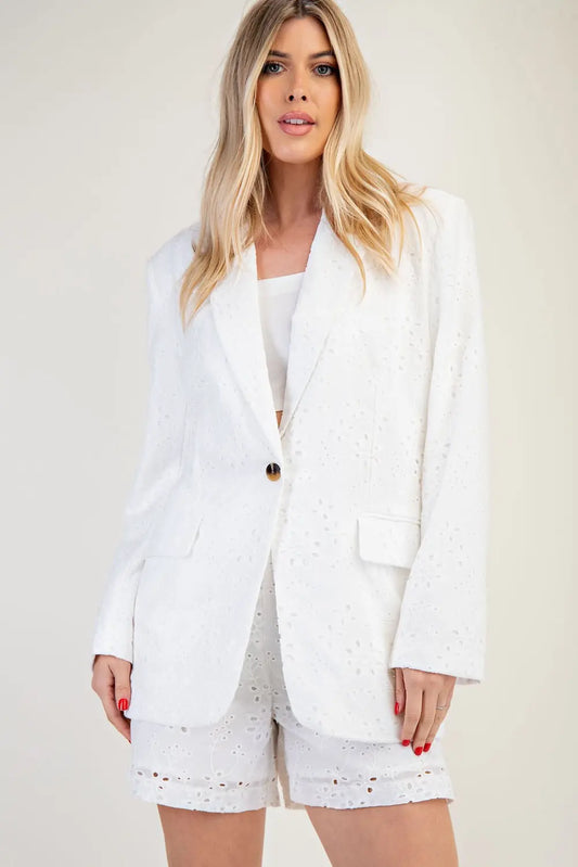White Eyelet Blazer