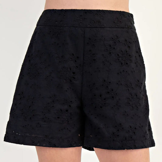 High Waisted Eyelet Shorts