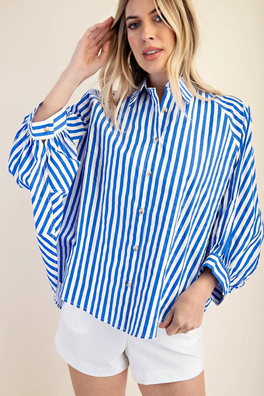 Blue Striped Button-Up