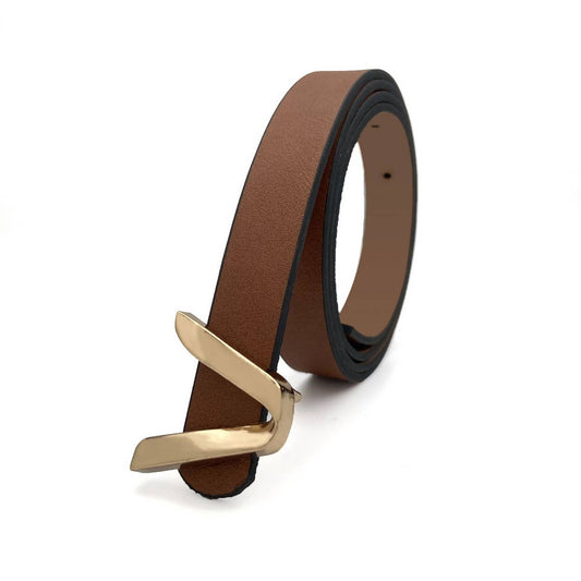WOMEN'S THIN BELT V-BUCKLE  Brown / (OS) 1