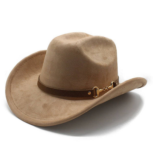 Vintage Cowboy Hat Felt Jazz Hat with Belt Decor_CWAH2509: LIGHTKHAKI / (OS) 1