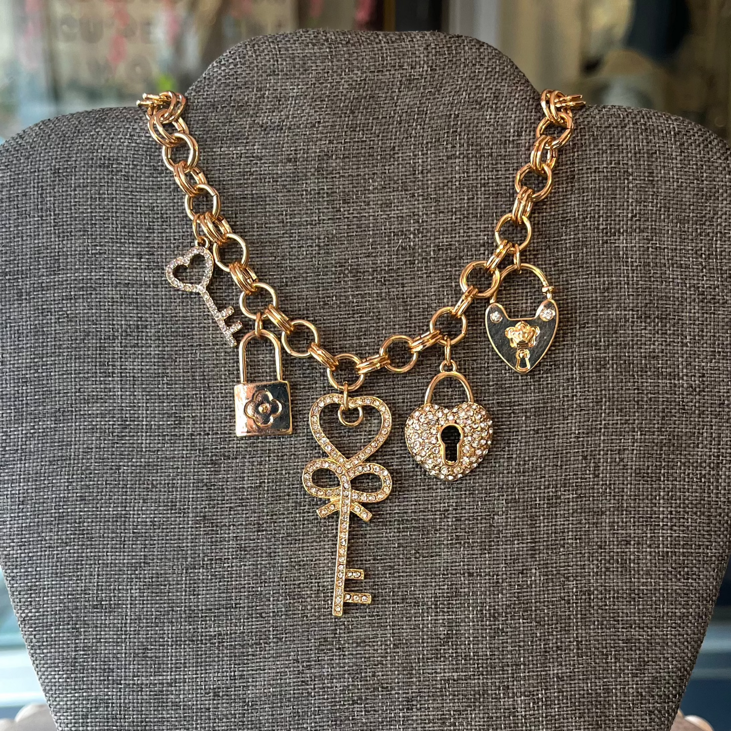 Lock and Key Charm Necklace