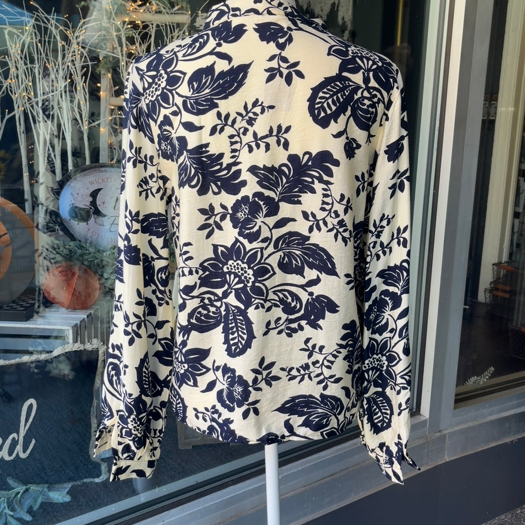 Vintage Printed Floral Blouse