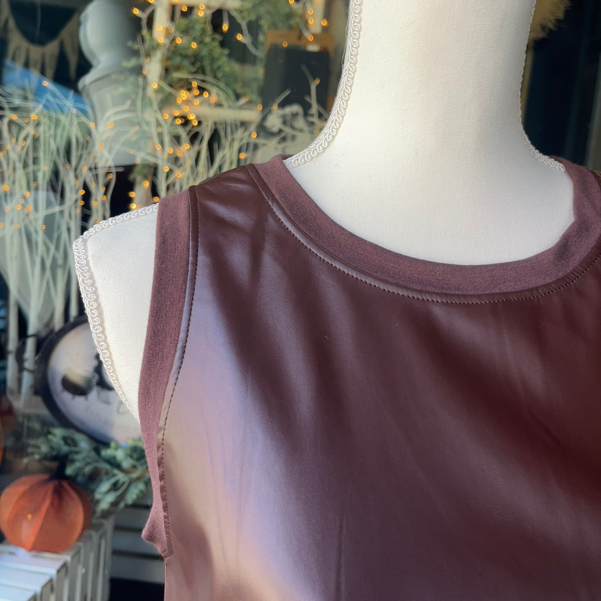 Brown Faux Leather Tank