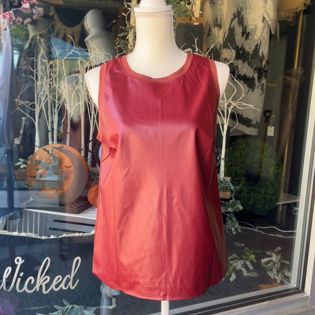 Red Faux Leather Tank