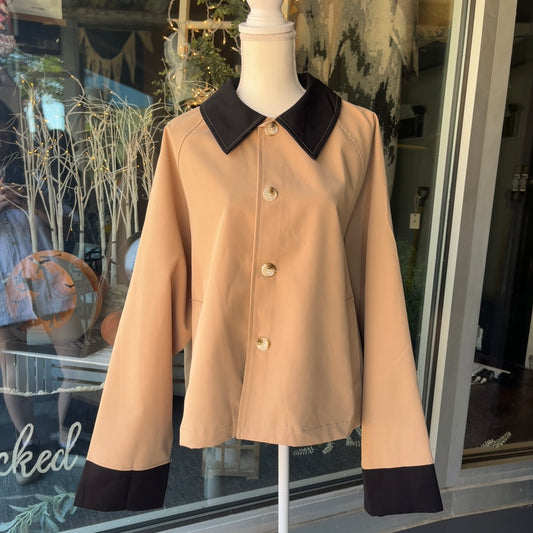 Cropped Trench Colorblock Jacket