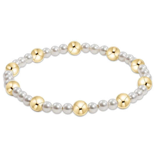 Pearl Sincerity Pattern 4mm Bead Bracelet 6mm Gold