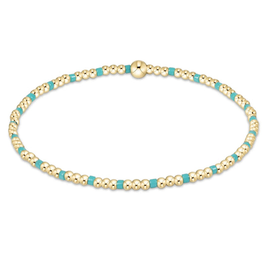 Hope Sincerity Pattern 2mm Bead Bracelet - Turquoise
