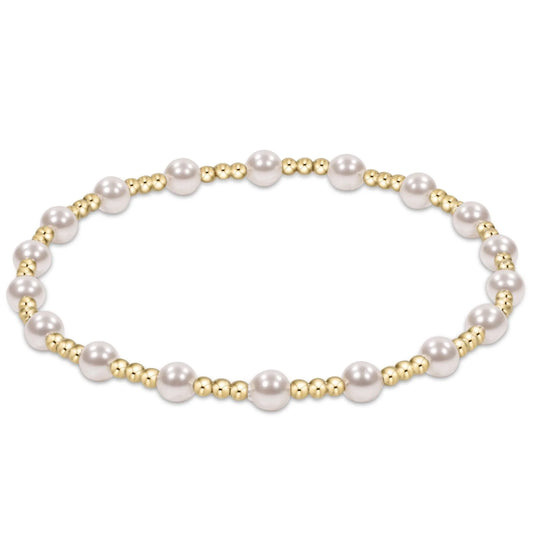 Classic Gold Sincerity Pattern 4mm Bead Bracelet Pearl